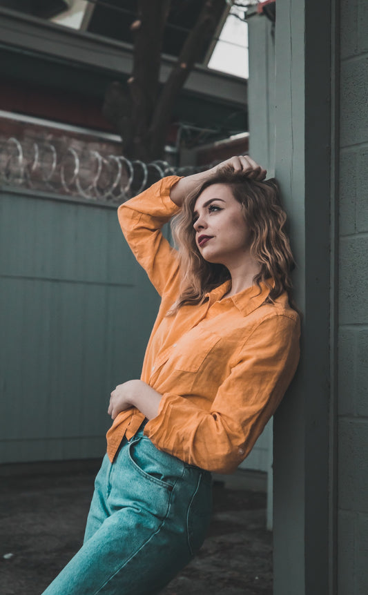 Orange linen shirt