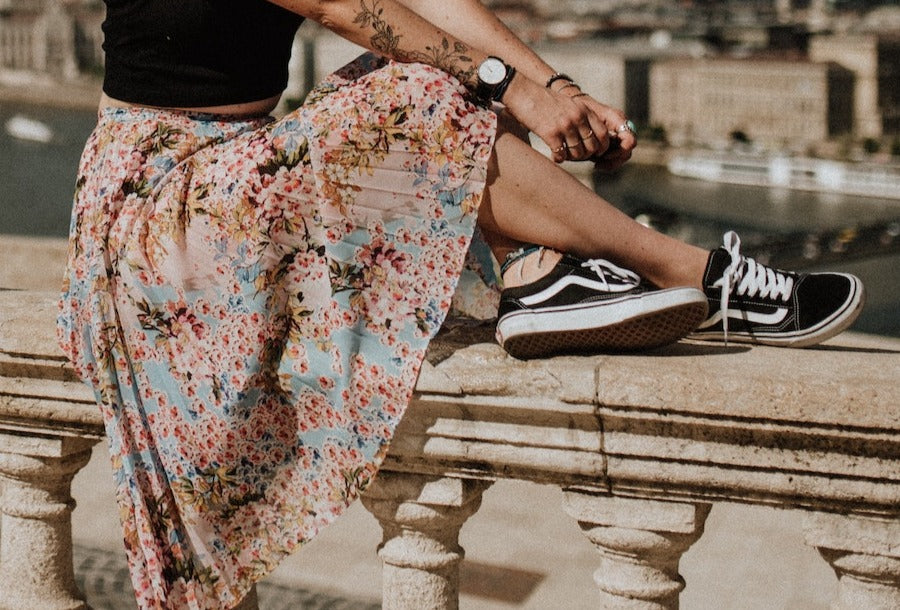 Flower pattern pleats Skirt