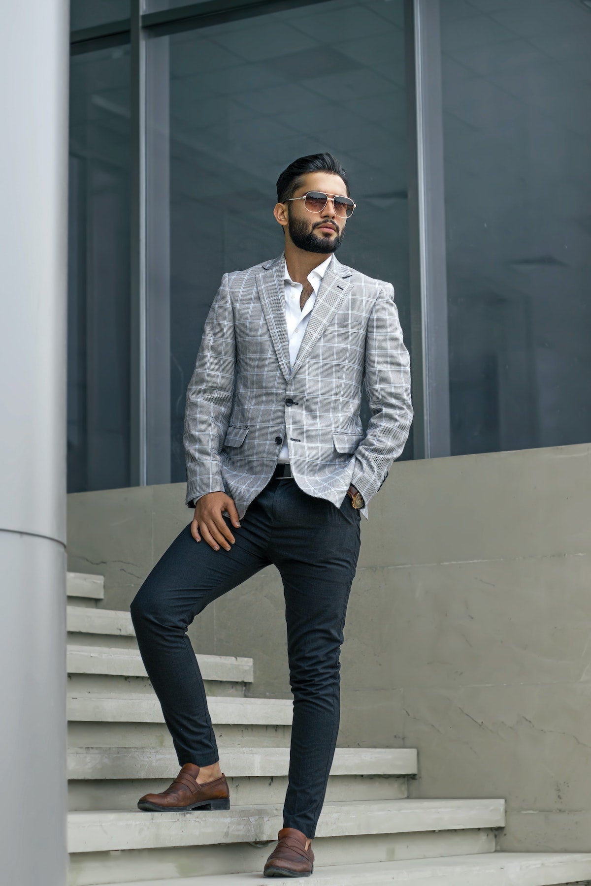 Light Gray Check Pattern Jacket