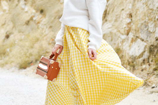 Gingham chiffon flare Skirt