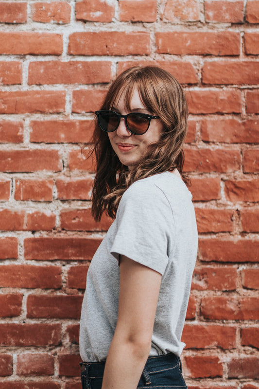 Gray melange plain cut and sew