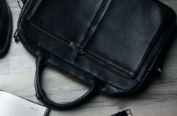 Black emboss leather briefcase