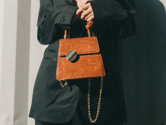 Chain emboss leather hand Bag