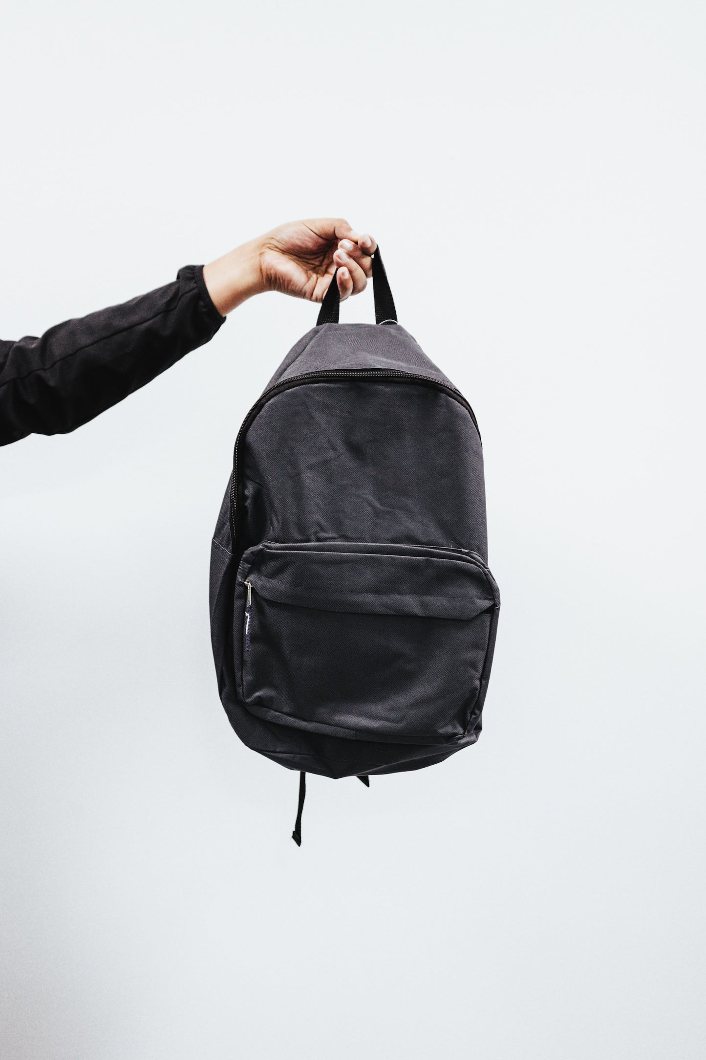 Dark gray cotton canvas twill backpack