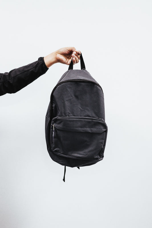 Dark gray cotton canvas twill backpack